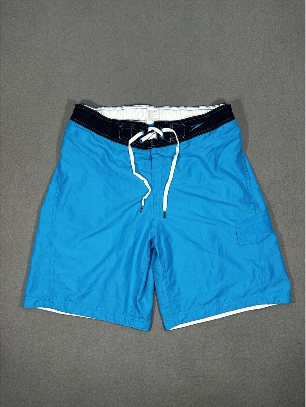 Speedo Swim Trunks Mens L Blue Cargo Mesh Lined Beach Board Shorts